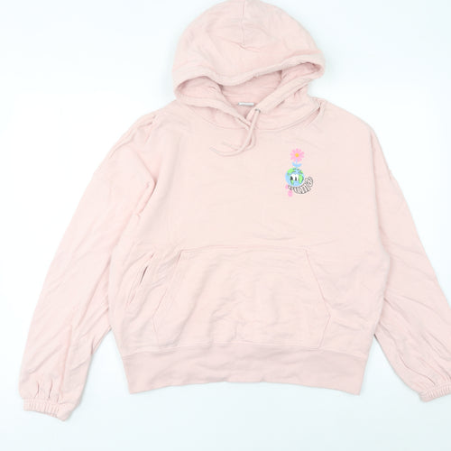 Puma Womens Pink Pullover Hoodie Size 8 Graphic Print Casual