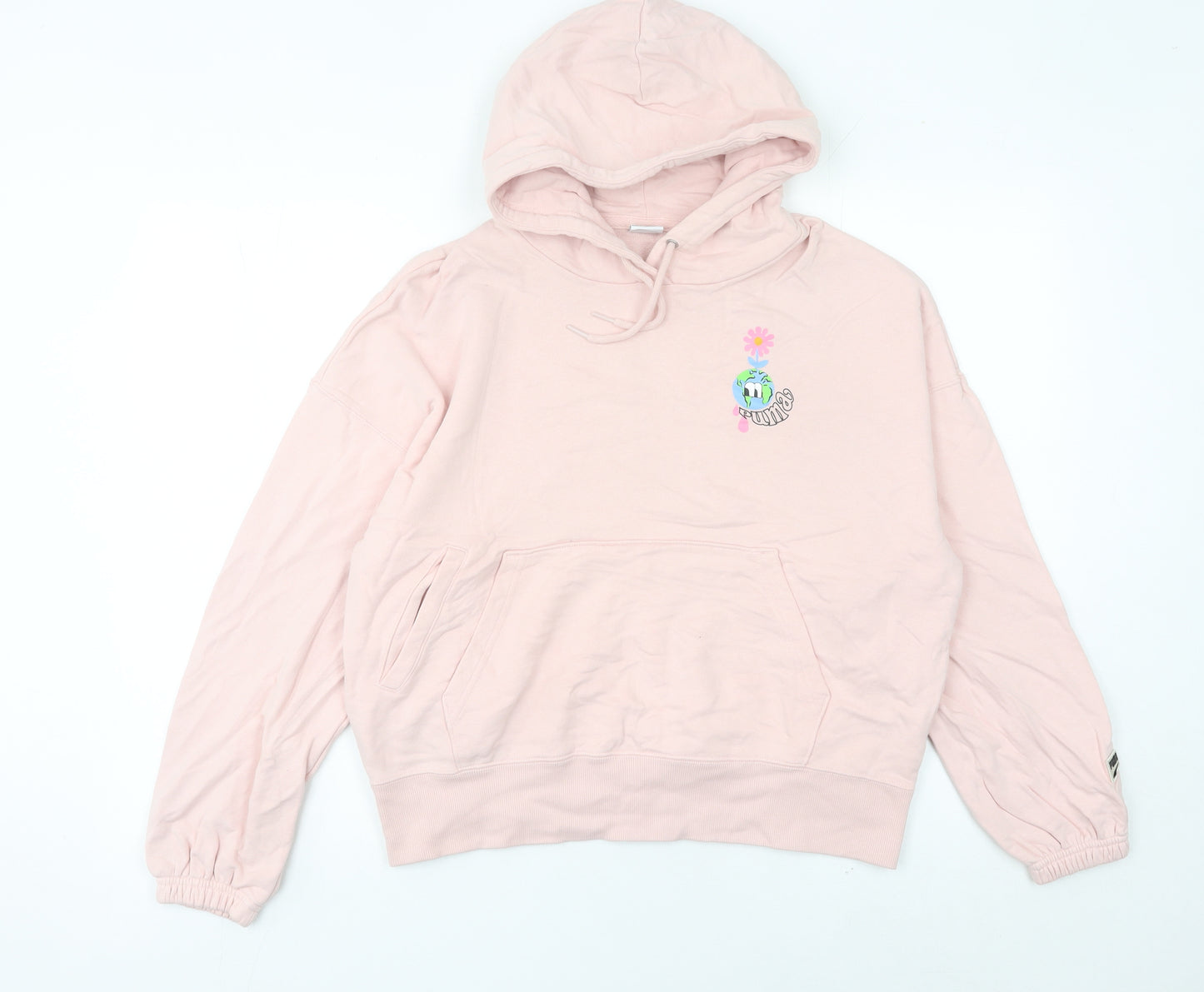 Puma Womens Pink Pullover Hoodie Size 8 Graphic Print Casual