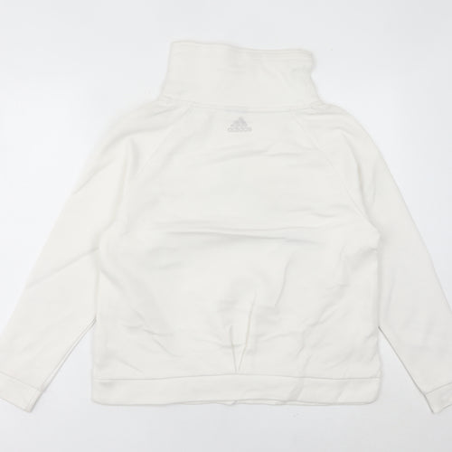 Adidas Women’s White Pullover Hoodie UK 10 Cotton Blend Logo Sport