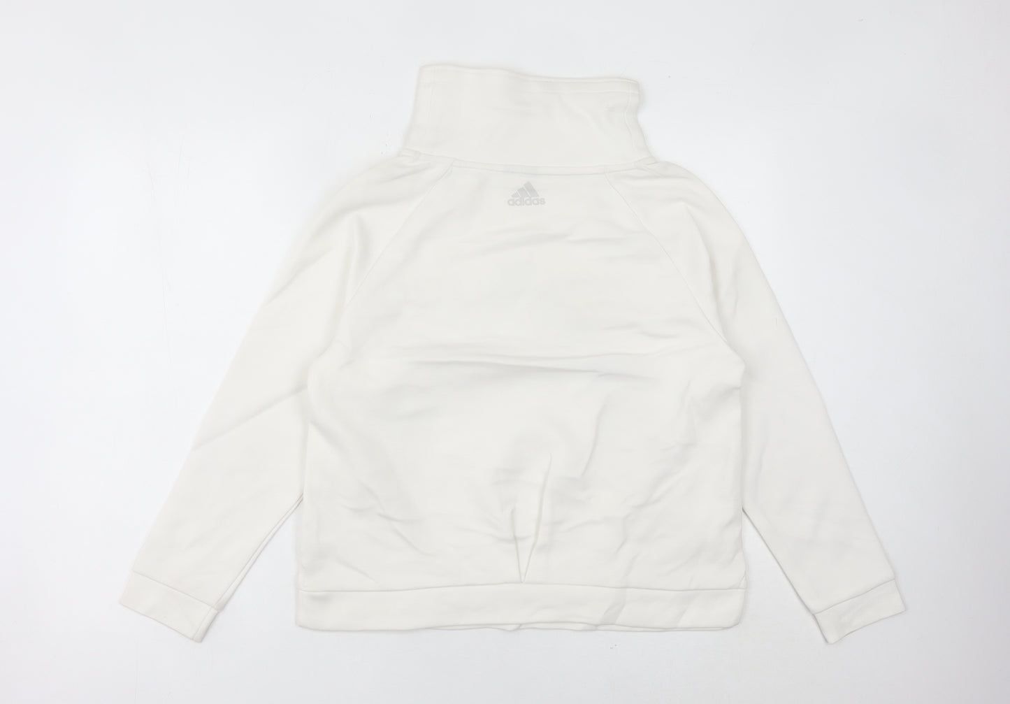 Adidas Women’s White Pullover Hoodie UK 10 Cotton Blend Logo Sport
