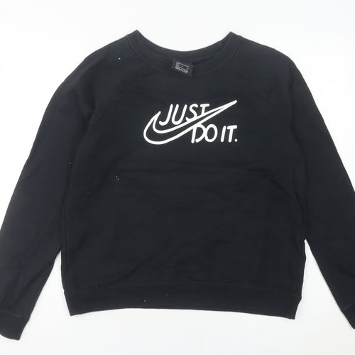 Nike Women’s Black Crew Neck Sweatshirt UK 10 Just Do It Logo