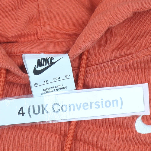 Nike Women’s Orange Pullover Hoodie Size 4 XS Cotton Sportswear