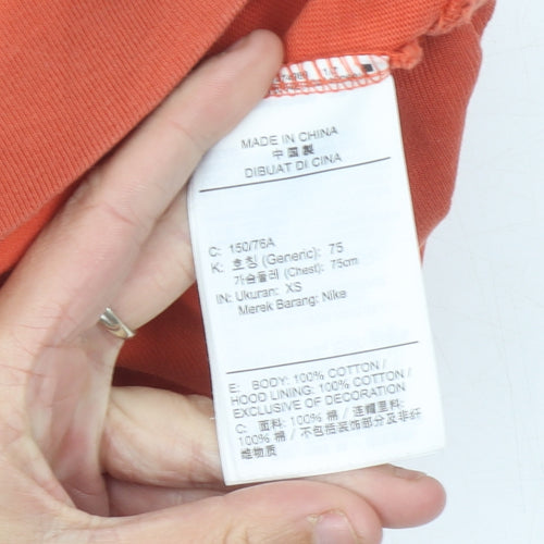 Nike Women’s Orange Pullover Hoodie Size 4 XS Cotton Sportswear