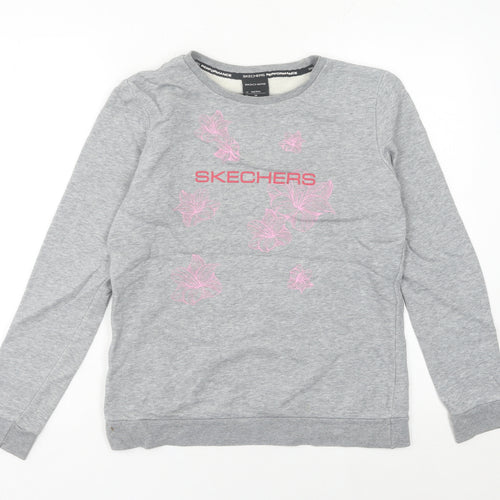 Skechers Women’s Grey Sweatshirt Size 8 UK Cotton Blend Logo Print