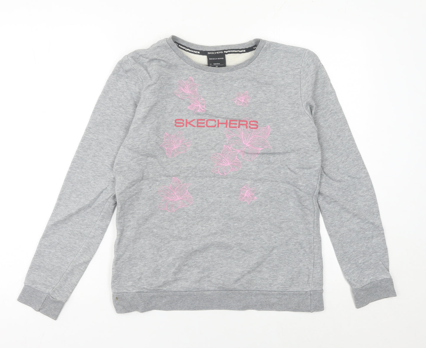 Skechers Women’s Grey Sweatshirt Size 8 UK Cotton Blend Logo Print