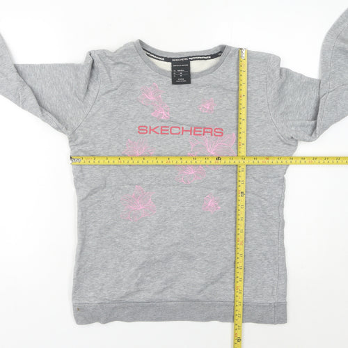 Skechers Women’s Grey Sweatshirt Size 8 UK Cotton Blend Logo Print
