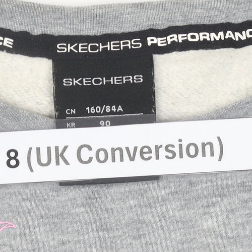 Skechers Women’s Grey Sweatshirt Size 8 UK Cotton Blend Logo Print