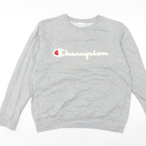 Champion Women’s Grey Logo Pullover Sweatshirt Size 8 UK