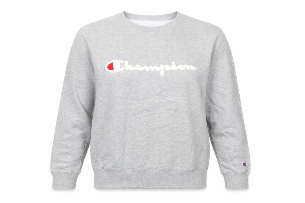 Front view of Champion Women’s Grey Logo Pullover Sweatshirt, size UK 8, UK