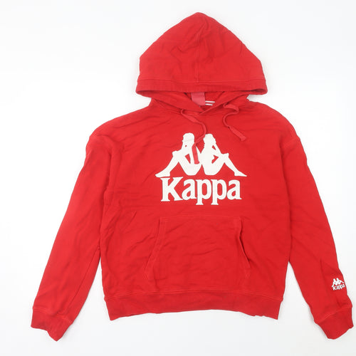 Kappa Womens Red Hoodie UK 10 Cotton Pullover Logo Sweatshirt