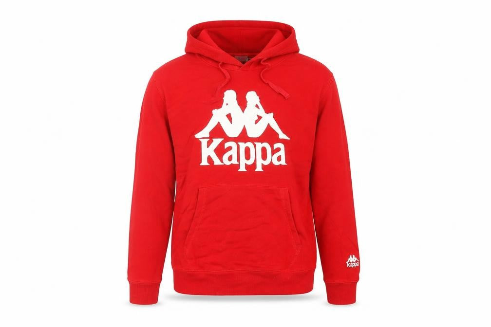 Front view of Kappa women’s red hoodie uk 10 cotton pullover logo sweatshirt