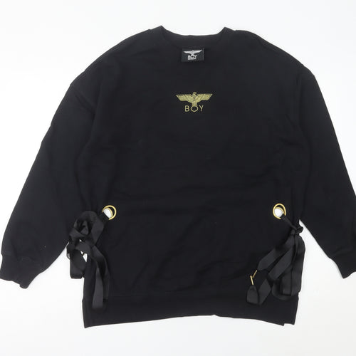 BOY London Womens Black Size 10 Pullover Sweatshirt Embroidered Logo