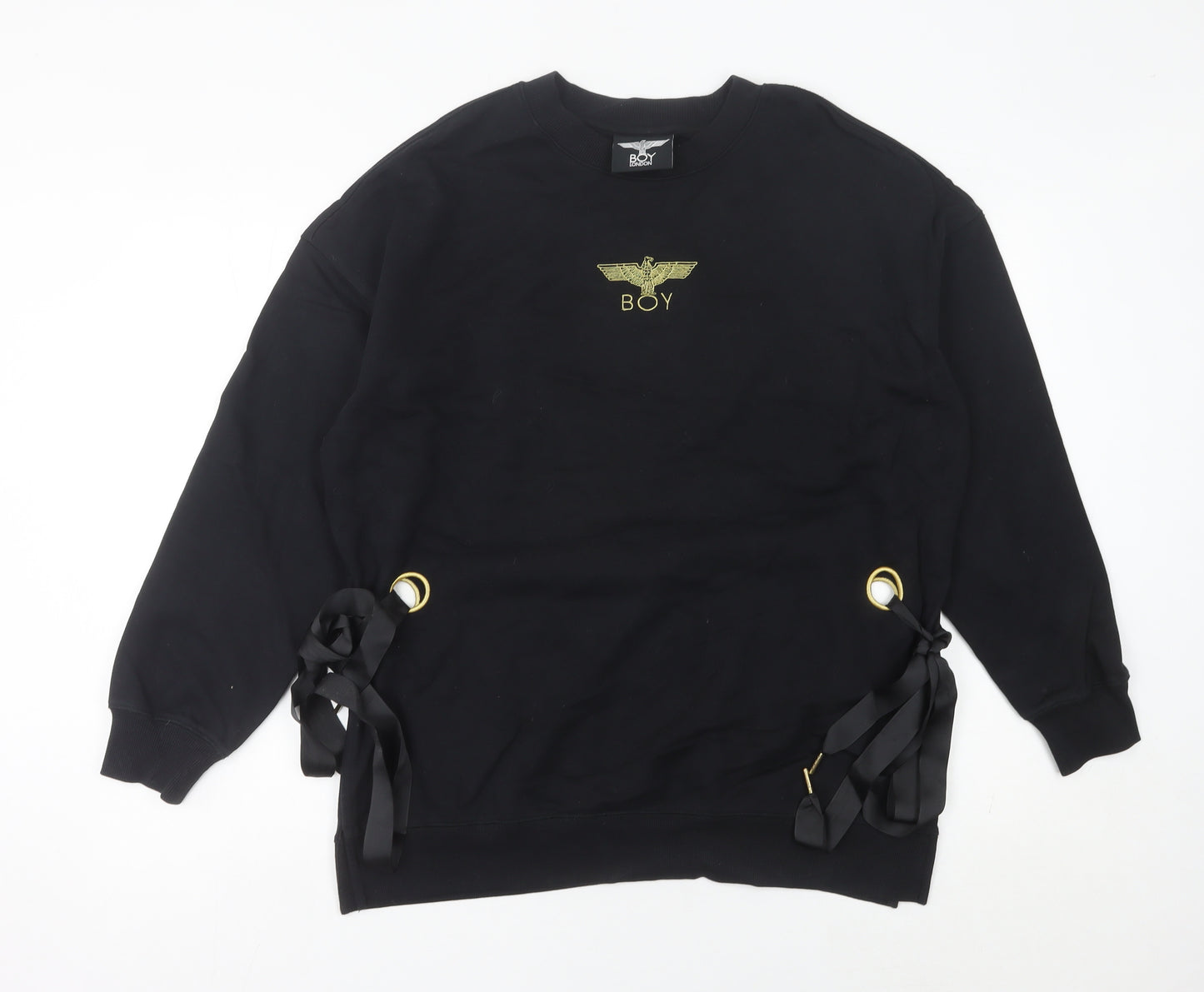 BOY London Womens Black Size 10 Pullover Sweatshirt Embroidered Logo