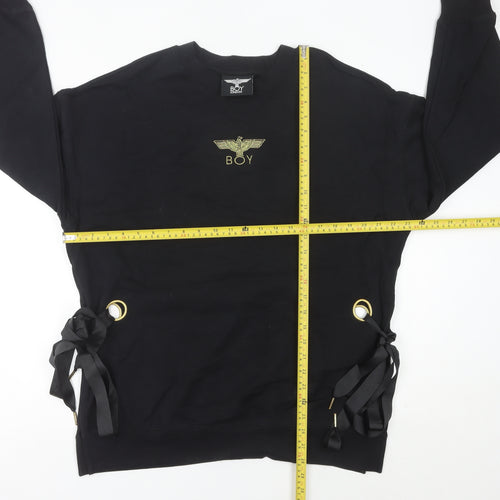 BOY London Womens Black Size 10 Pullover Sweatshirt Embroidered Logo
