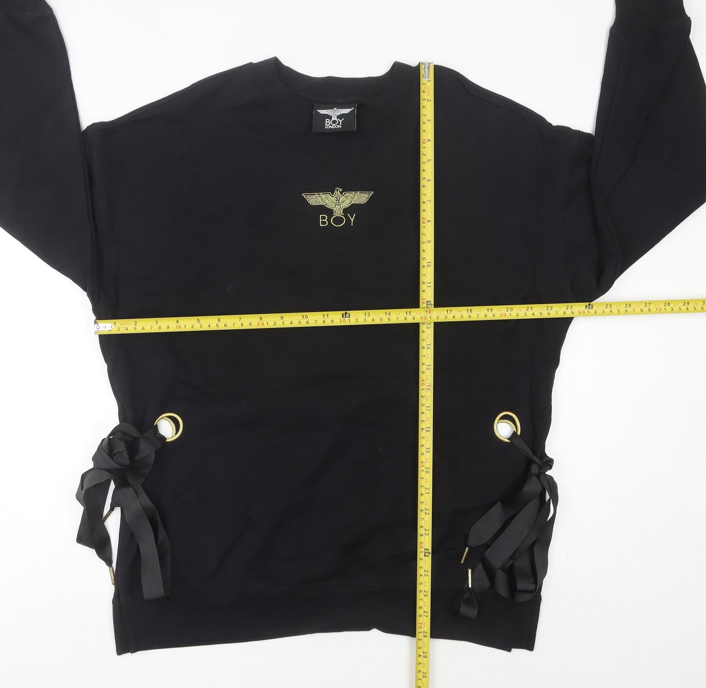 BOY London Womens Black Size 10 Pullover Sweatshirt Embroidered Logo