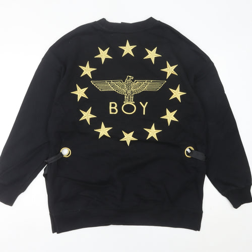 BOY London Womens Black Size 10 Pullover Sweatshirt Embroidered Logo