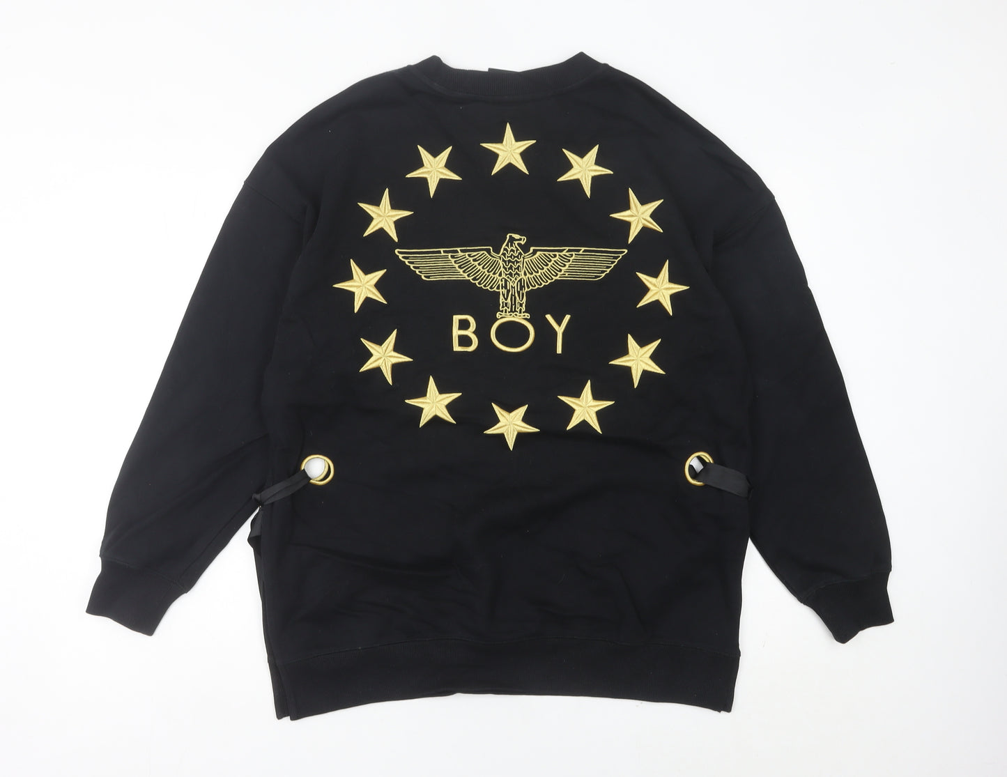 BOY London Womens Black Size 10 Pullover Sweatshirt Embroidered Logo