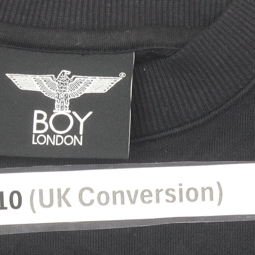 BOY London Womens Black Size 10 Pullover Sweatshirt Embroidered Logo