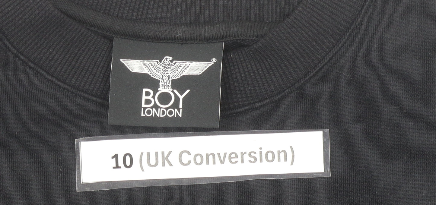 BOY London Womens Black Size 10 Pullover Sweatshirt Embroidered Logo