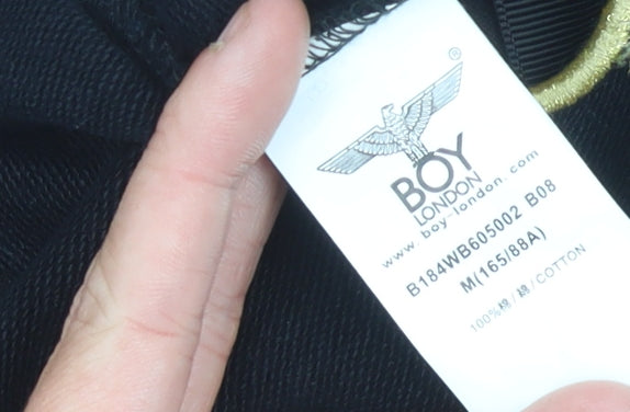 BOY London Womens Black Size 10 Pullover Sweatshirt Embroidered Logo