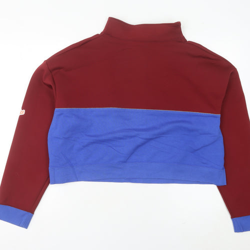 Nike Women Red Blue Logo 1/4 Zip Sweatshirt Size 14 Dri-Fit Sportswear