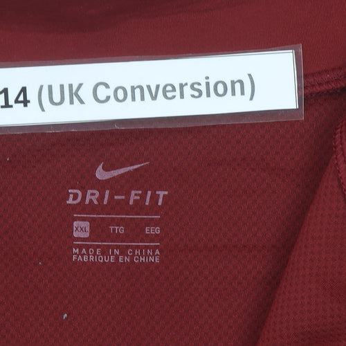 Nike Women Red Blue Logo 1/4 Zip Sweatshirt Size 14 Dri-Fit Sportswear
