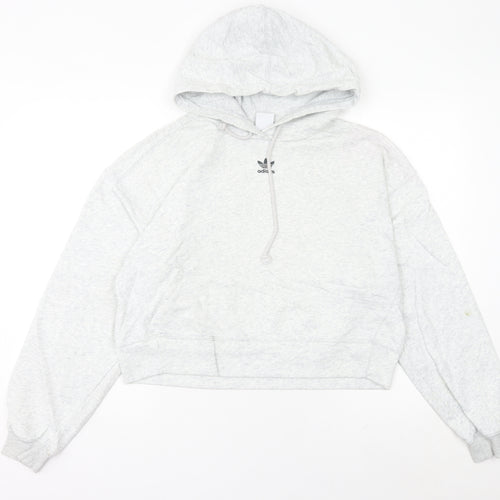 Adidas Women’s Grey Hoodie Size 8 UK Cotton Blend Pullover