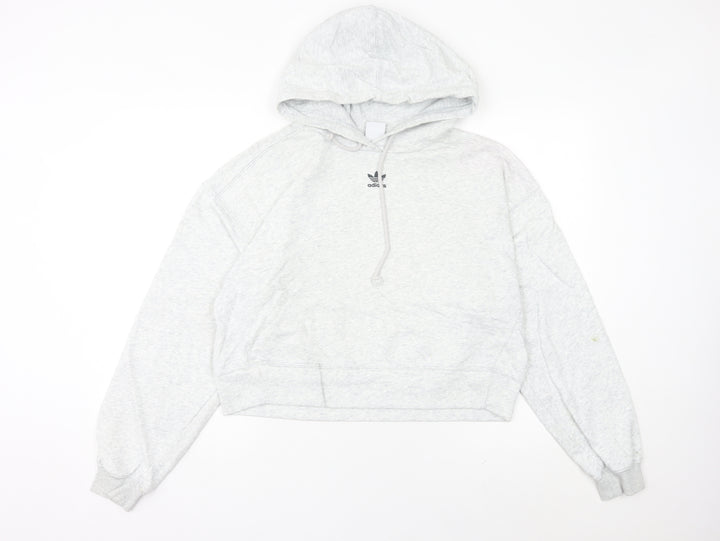 Adidas Women’s Grey Hoodie Size 8 UK Cotton Blend Pullover