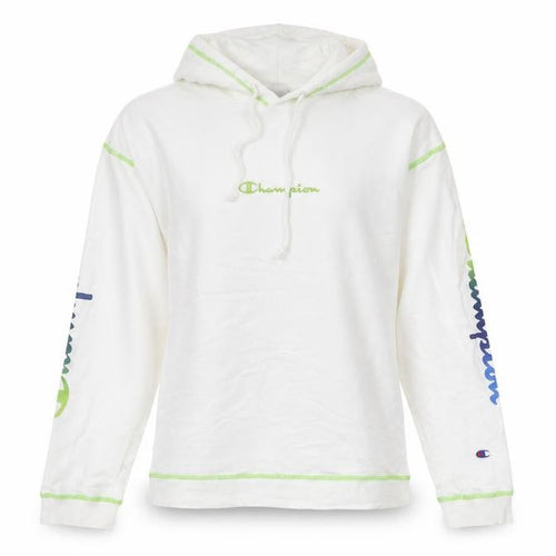 Champion Women's White Pullover Hoodie UK 10 Logo Print Long Sleeve