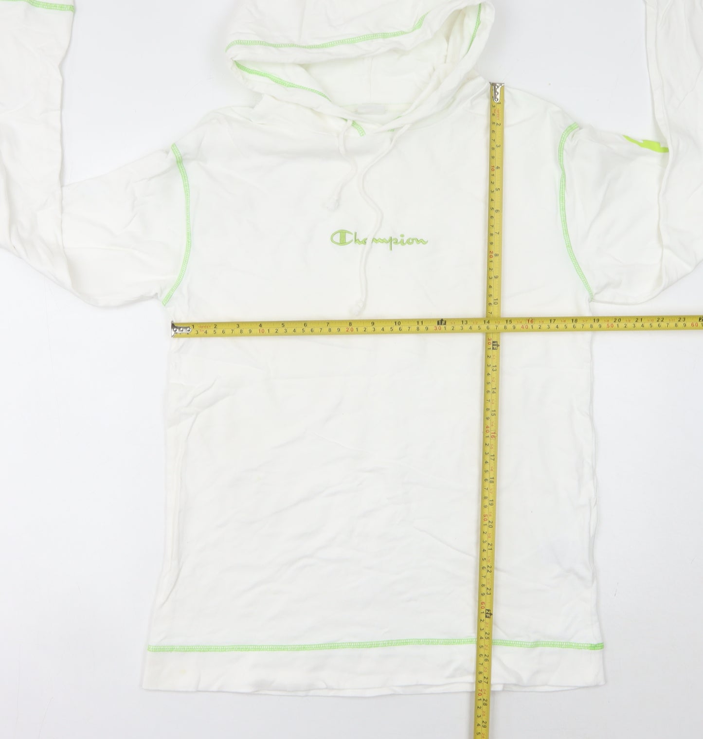 Champion Women's White Pullover Hoodie UK 10 Logo Print Long Sleeve