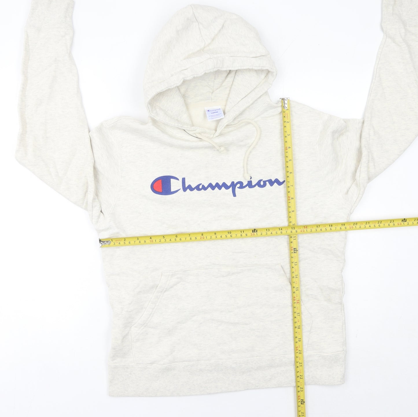 Champion Womens Beige Hoodie Size 10 UK Large Logo Pullover