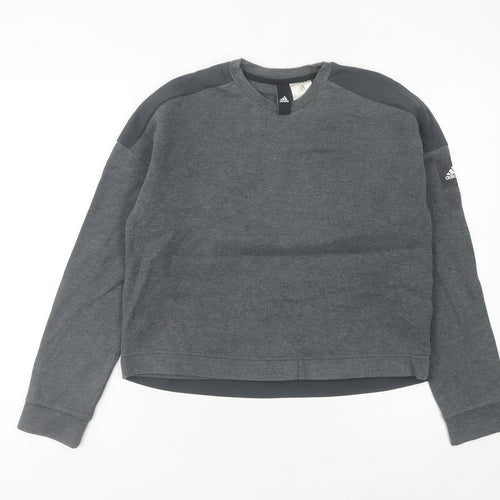Adidas Womens Grey Sweatshirt Size 10 Crew Neck Long Sleeve