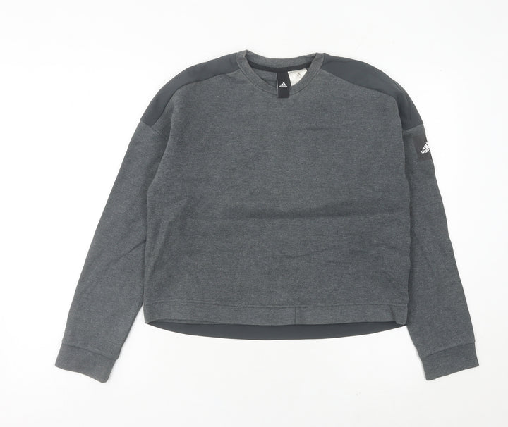 Adidas Womens Grey Sweatshirt Size 10 Crew Neck Long Sleeve