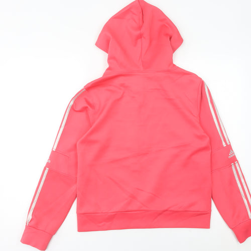 Adidas Womens Pink Henley Hoodie Size 12 with Logo Detail