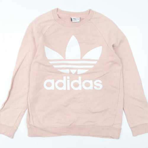 Adidas Womens Pink Sweatshirt Size 10 Logo Graphic Pullover