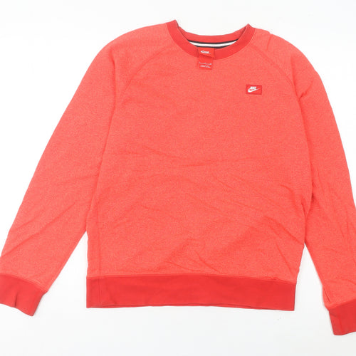 Nike Women's Red Pullover Sweatshirt Size 8 UK Crew Neck Logo