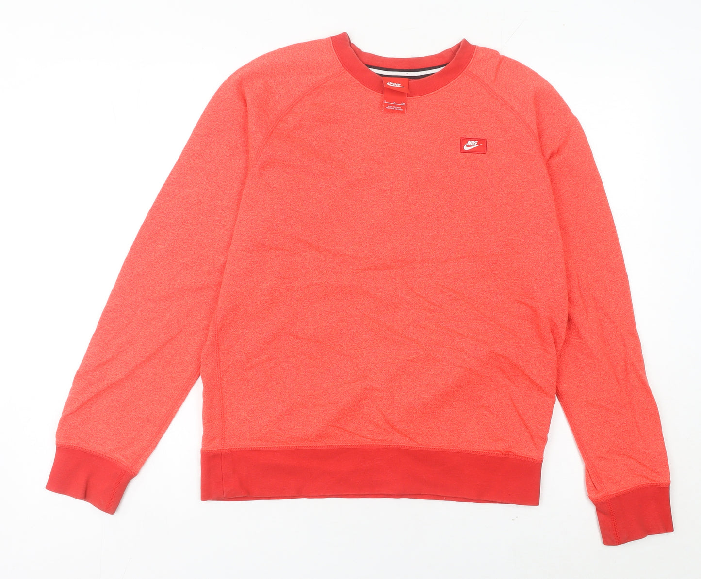 Nike Women's Red Pullover Sweatshirt Size 8 UK Crew Neck Logo