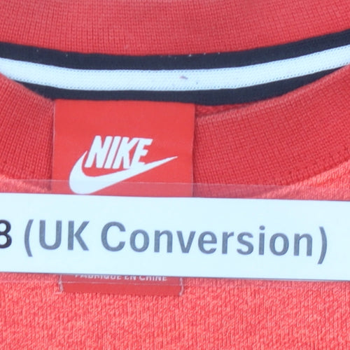 Nike Women's Red Pullover Sweatshirt Size 8 UK Crew Neck Logo