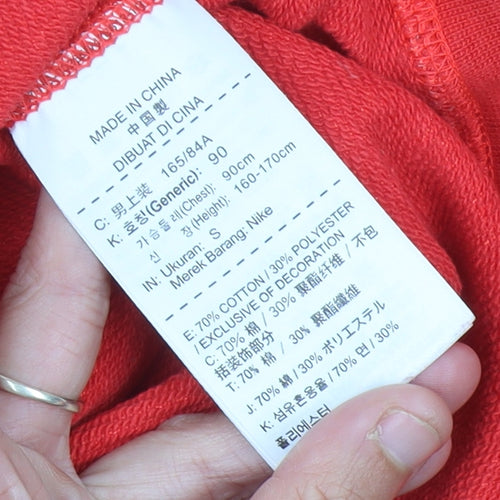 Nike Women's Red Pullover Sweatshirt Size 8 UK Crew Neck Logo