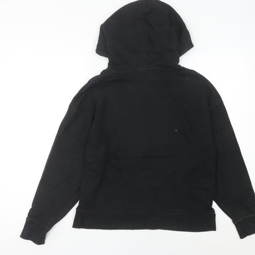 Puma Women Black Pullover Hoodie UK 8 Cotton Blend Logo Sweatshirt