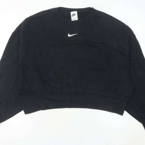 Nike Womens Black Size 6 Pullover Sweatshirt Crew Neck Long Sleeve