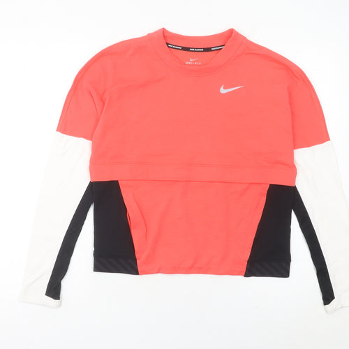 Nike Women’s Pink Black White Running Sweatshirt UK 8 Dri-Fit
