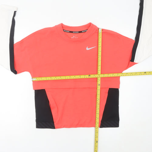Nike Women’s Pink Black White Running Sweatshirt UK 8 Dri-Fit