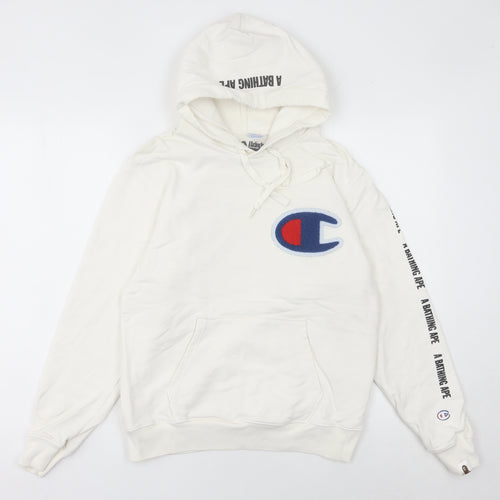 Champion x A Bathing Ape Womens White Hoodie Size 8 Logo Pullover