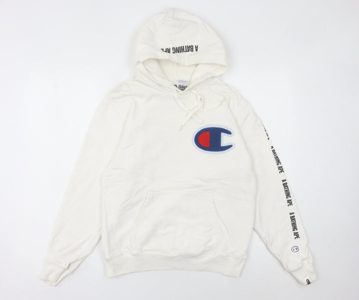 Champion x A Bathing Ape Womens White Hoodie Size 8 Logo Pullover