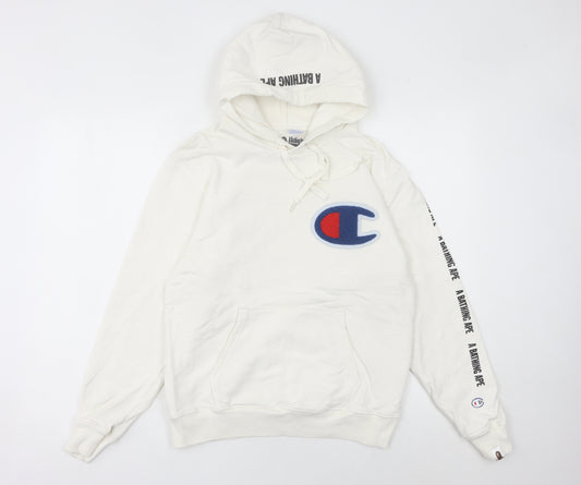Champion x A Bathing Ape Womens White Hoodie Size 8 Logo Pullover