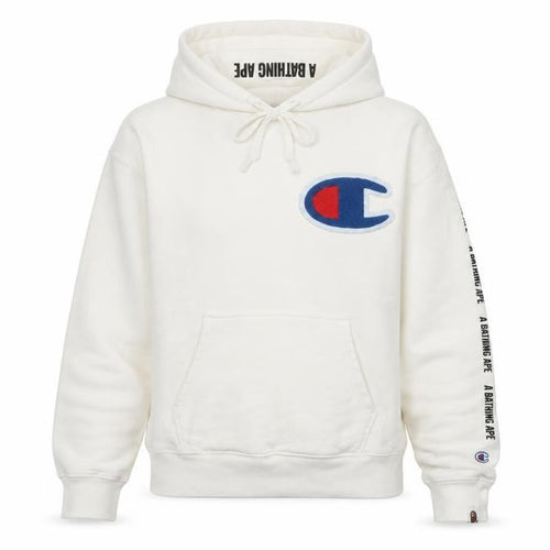 Champion x A Bathing Ape Womens White Hoodie Size 8 Logo Pullover