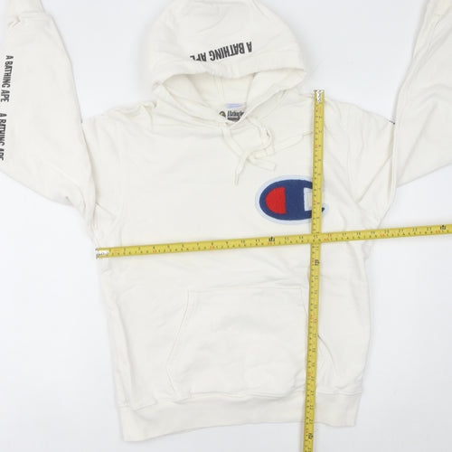 Champion x A Bathing Ape Womens White Hoodie Size 8 Logo Pullover