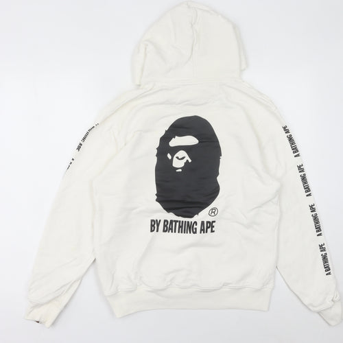 Champion x A Bathing Ape Womens White Hoodie Size 8 Logo Pullover