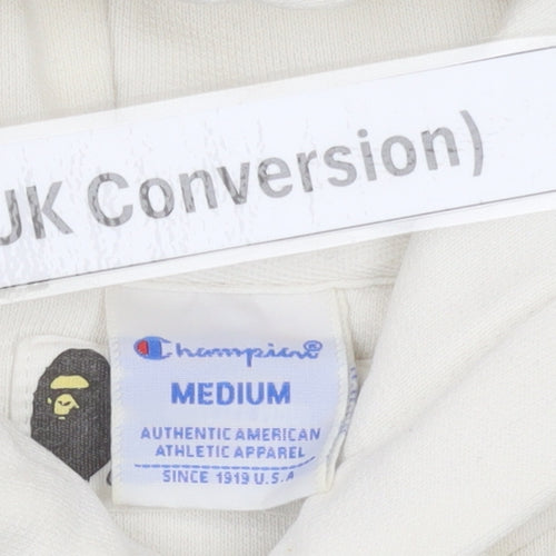 Champion x A Bathing Ape Womens White Hoodie Size 8 Logo Pullover